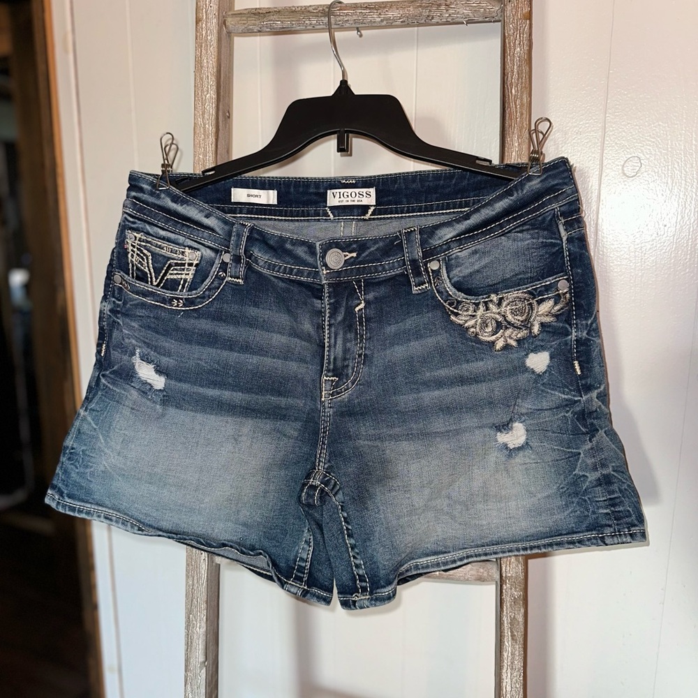Vigoss Women's Distressed Blue Jean Shorts